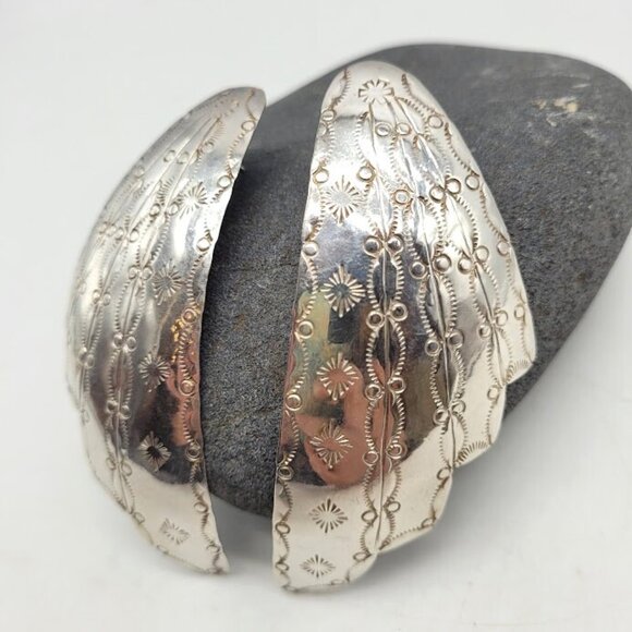 Stunning Hand Made Sterling Silver Statement Earrings Southwest Native Tribal - Picture 13 of 16